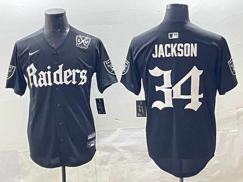 Men 2025 Oakland Raiders 34 Jackson black 6th generation Joint Name Nike Limited NFL Jersey style 010